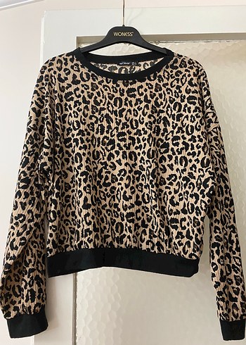 Diğer Kahverengi Leopar Desenli Kadın Sweatshirt