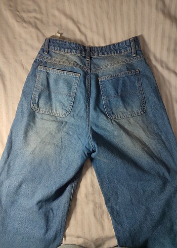 Mavi Geniş Paça Denim Pantolon - Görsel 2