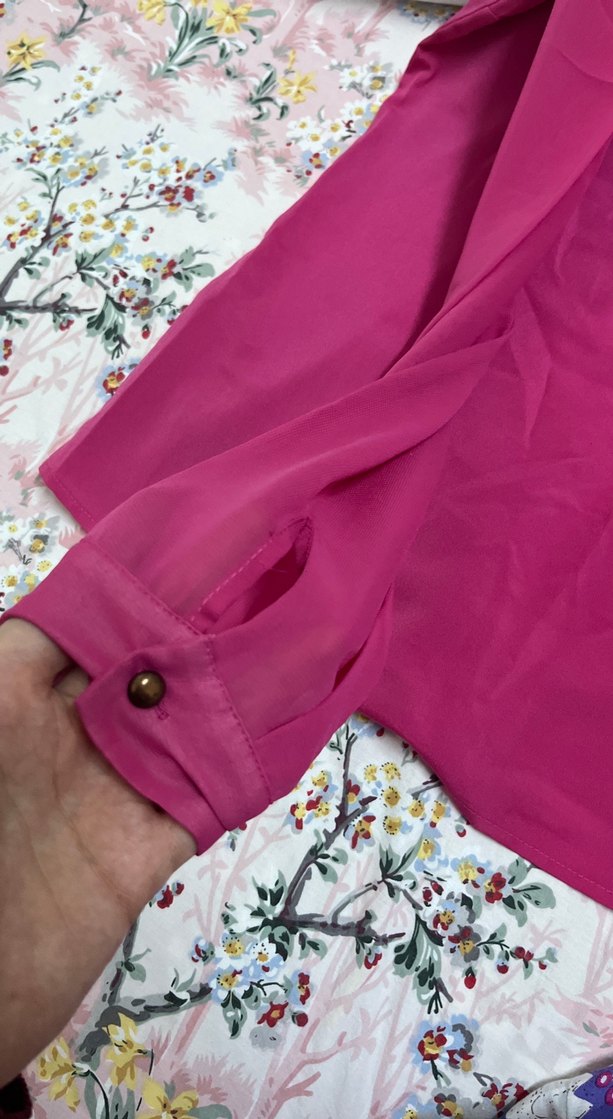 Pembe Uzun Kollu şifon Bluz - Görsel 2