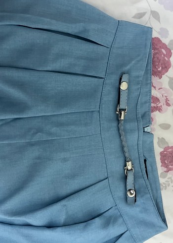 Mavi Uzun Keten Etek - Görsel 2