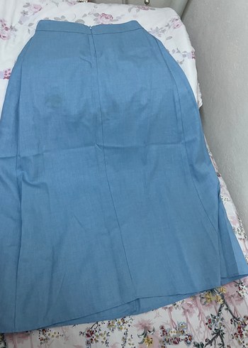 Mavi Uzun Keten Etek - Görsel 4