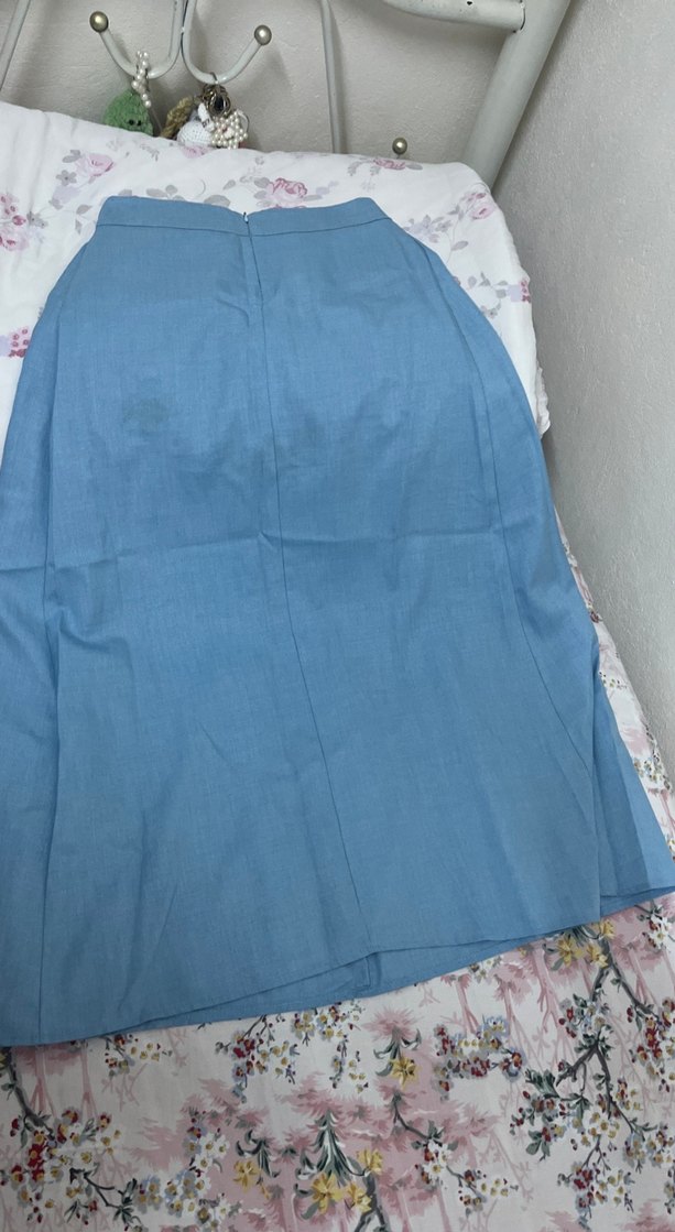 Mavi Uzun Keten Etek - Görsel 4