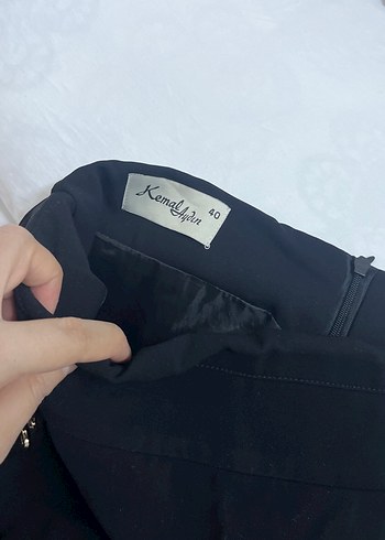 Düğmeli Siyah Uzun Kadın Etek - Görsel 5