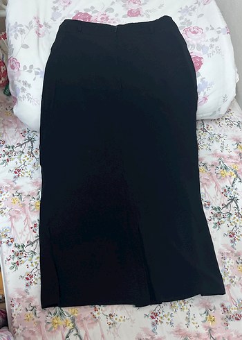 Düğmeli Siyah Uzun Kadın Etek - Görsel 2