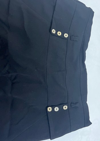 Düğmeli Siyah Uzun Kadın Etek - Görsel 4