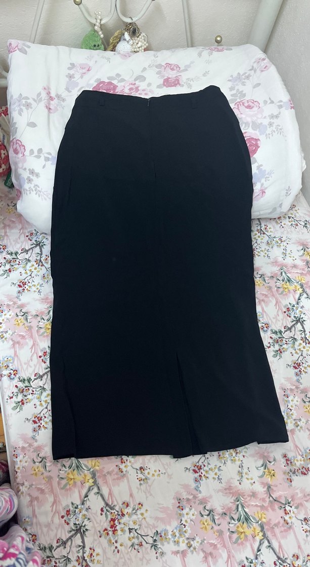 Düğmeli Siyah Uzun Kadın Etek - Görsel 2