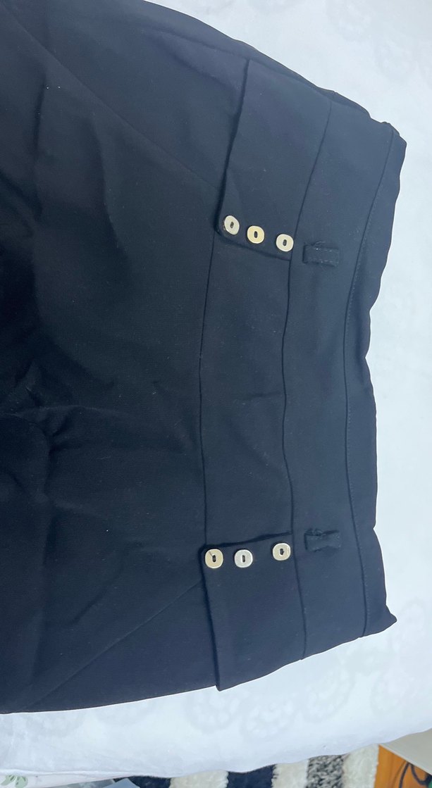 Düğmeli Siyah Uzun Kadın Etek - Görsel 4