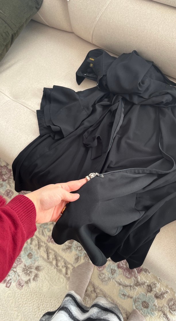 Uzun Kollu Siyah Gotik Kadın Elbise, ferace, pardesü - Görsel 5