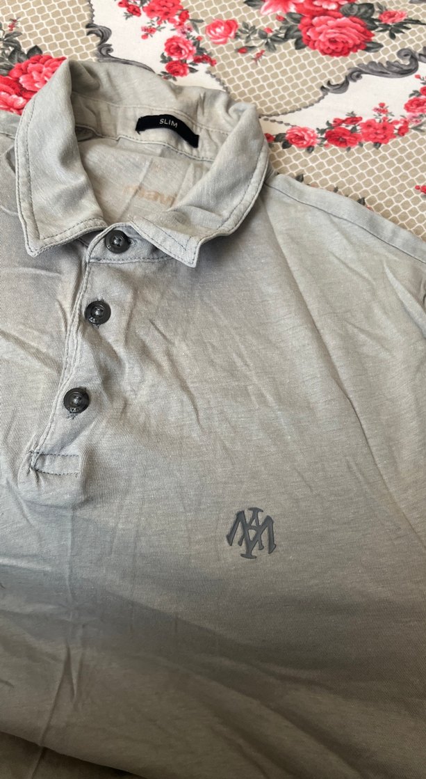 Gri Düğmeli Kısa Kollu Polo Tişört - Görsel 2