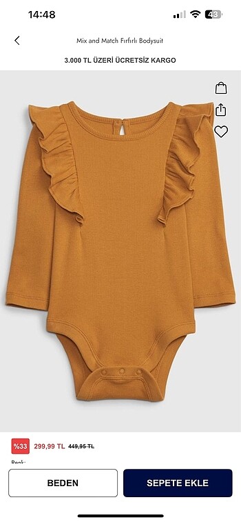 GAP Fırfırlı Body (0-3 Ay)