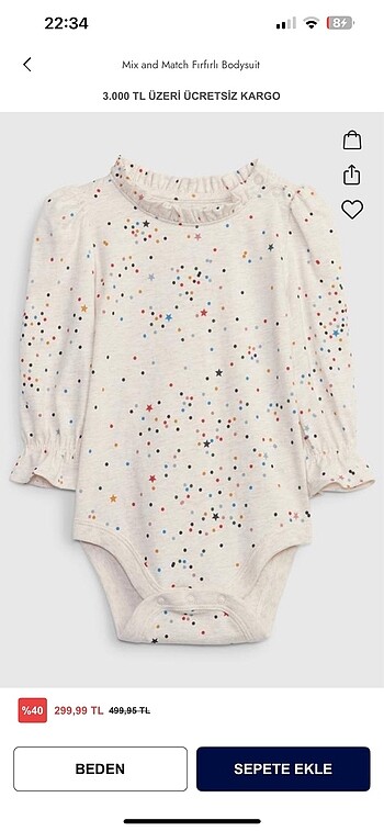 GAP Fırfırlı Krem Body (0-3 Ay)