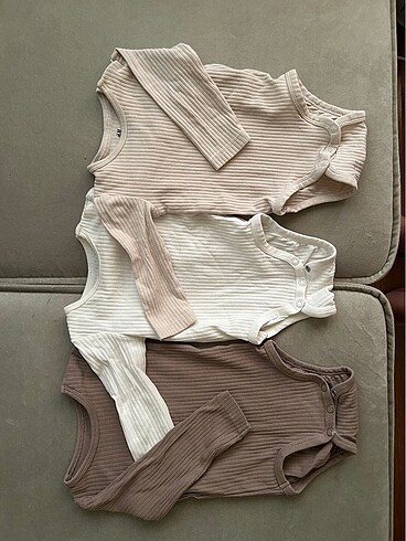 Gap H&M 3?lü Ribanalı Body (2-4 Ay)