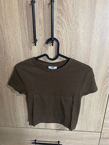 Mavi kadın kahverengi crop bluz