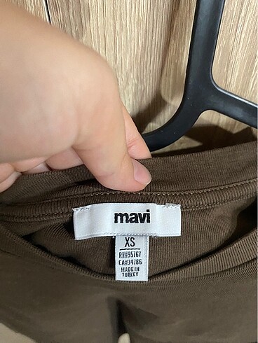 xs Beden Mavi kadın kahverengi crop bluz