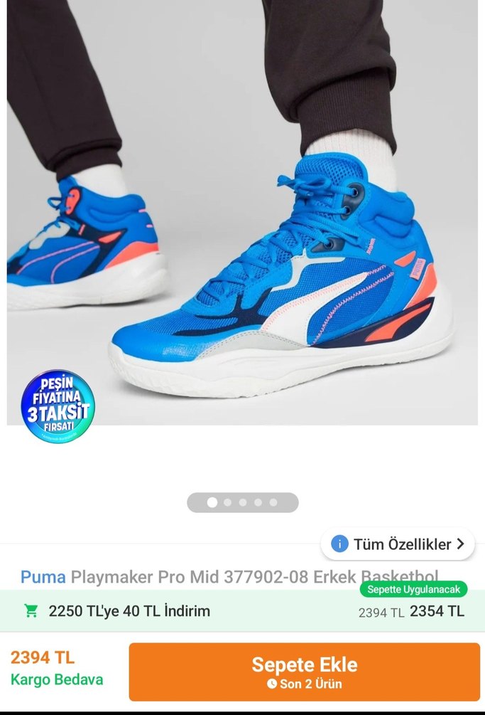 Mavi Profoam Basketbol Ayakkabısı Velcro Detaylı - Görsel 5