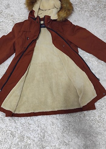 Kiremit rengi Kadın Kışlık Kürklü Mont - Görsel 2