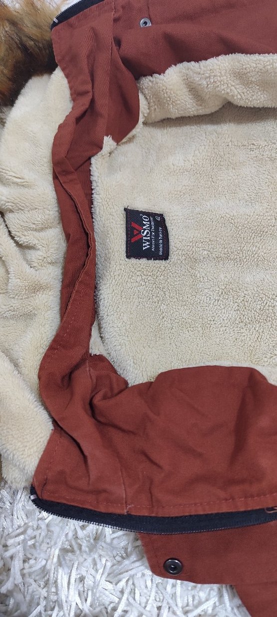 Kiremit rengi Kadın Kışlık Kürklü Mont - Görsel 5