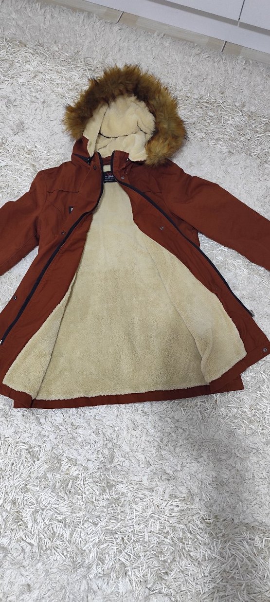 Kiremit rengi Kadın Kışlık Kürklü Mont - Görsel 2