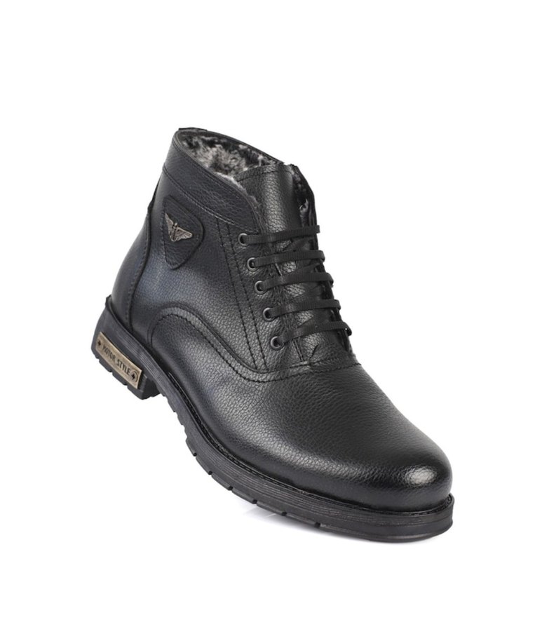 Kahverengi Deri Biker Botlar ici kurklu - Görsel 2