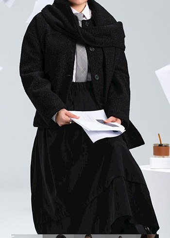 Siyah Düğmeli Oversize Kaban - Görsel 2