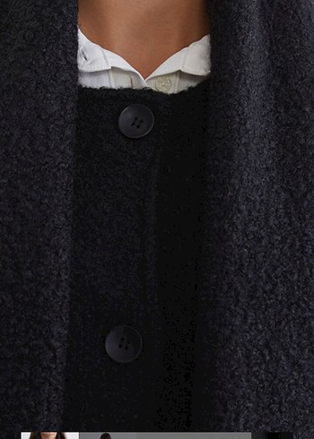 Siyah Düğmeli Oversize Kaban - Görsel 3