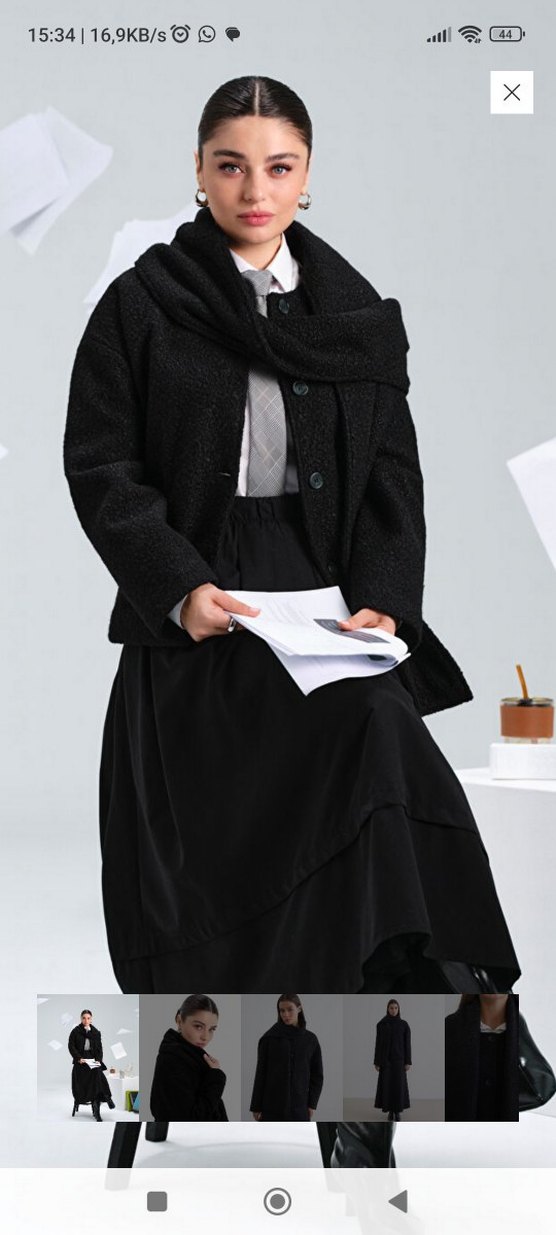 Siyah Düğmeli Oversize Kaban - Görsel 2