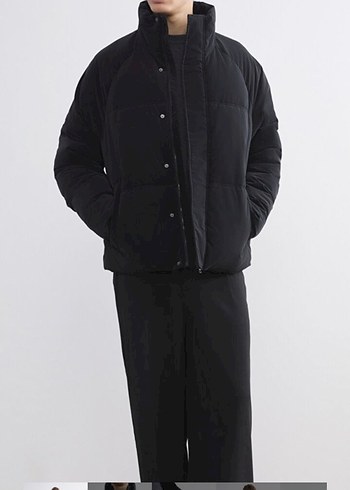 Erkek Siyah Düğmeli Yüksek Yakalı Ceket mont - Görsel 2