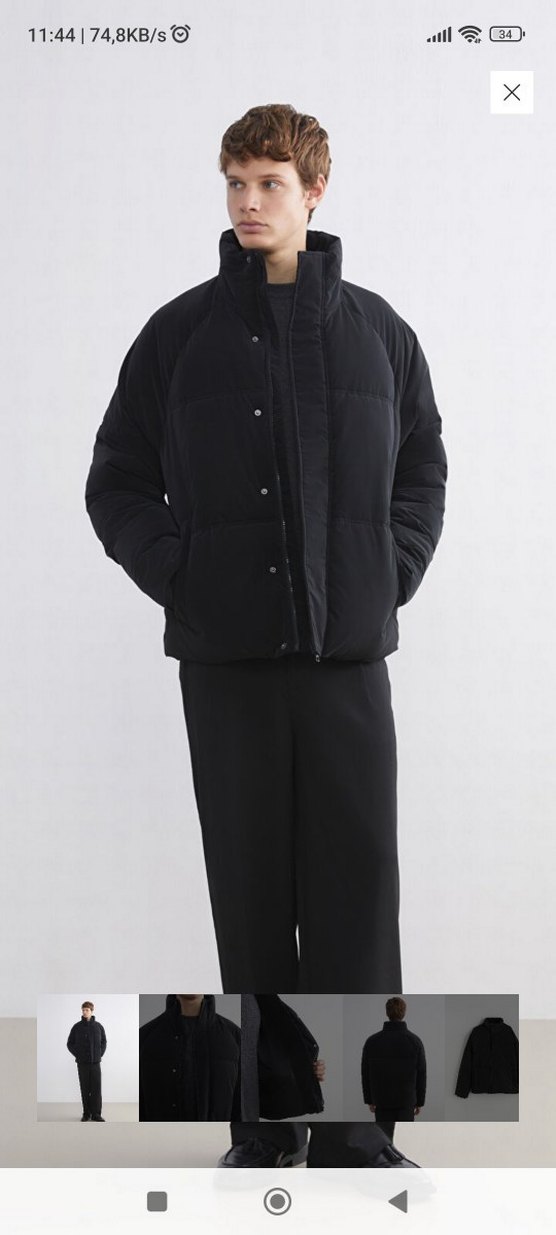 Erkek Siyah Düğmeli Yüksek Yakalı Ceket mont - Görsel 2