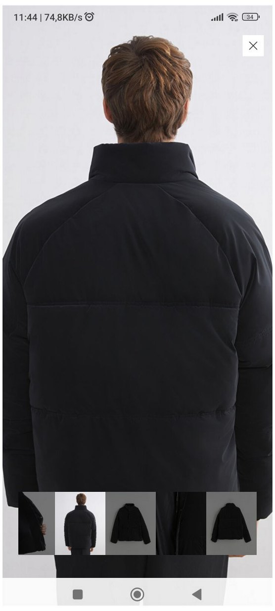 Erkek Siyah Düğmeli Yüksek Yakalı Ceket mont - Görsel 3