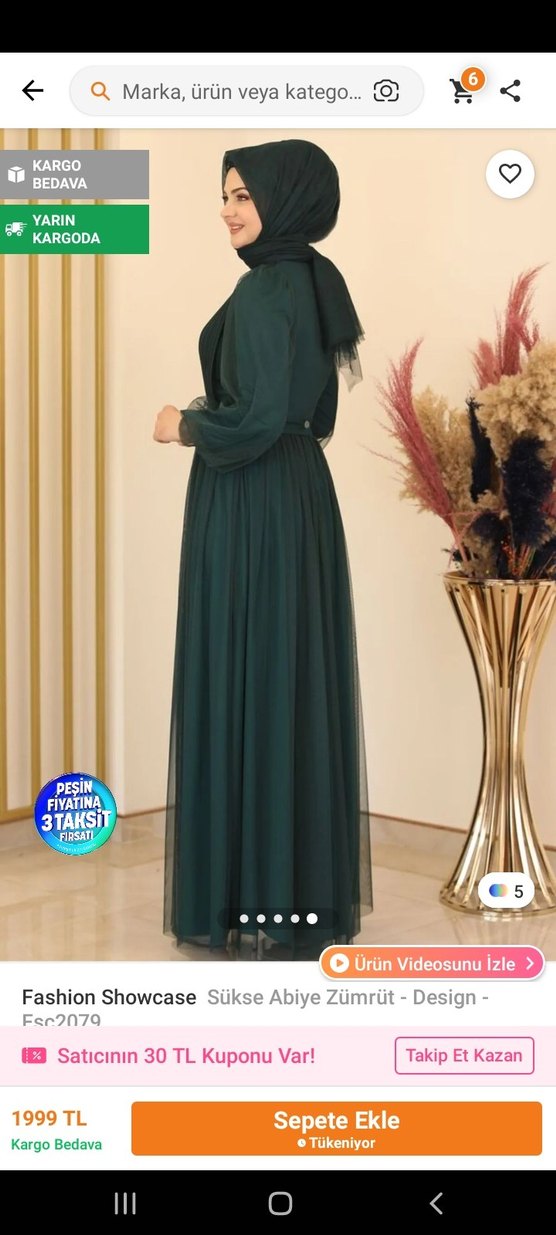 Uzun Kollu, Pileli Petrol Yeşili Tül Abiye Elbise - Görsel 5