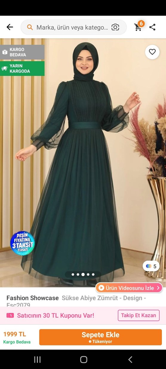 Uzun Kollu, Pileli Petrol Yeşili Tül Abiye Elbise - Görsel 3