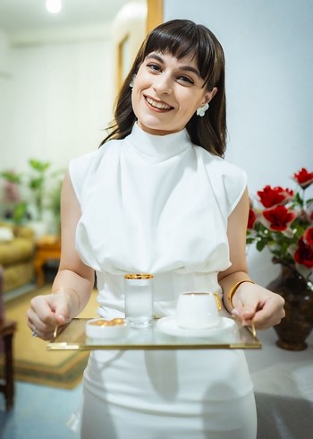 Minimalist Beyaz Midi Düğün Elbisesi - Görsel 2