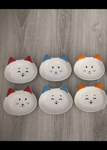 Renkli Kulaklı Kedi Mama Kabı Seti - Görsel 2