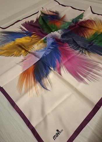 Mavi ipek Bayan eşarp - Görsel 2