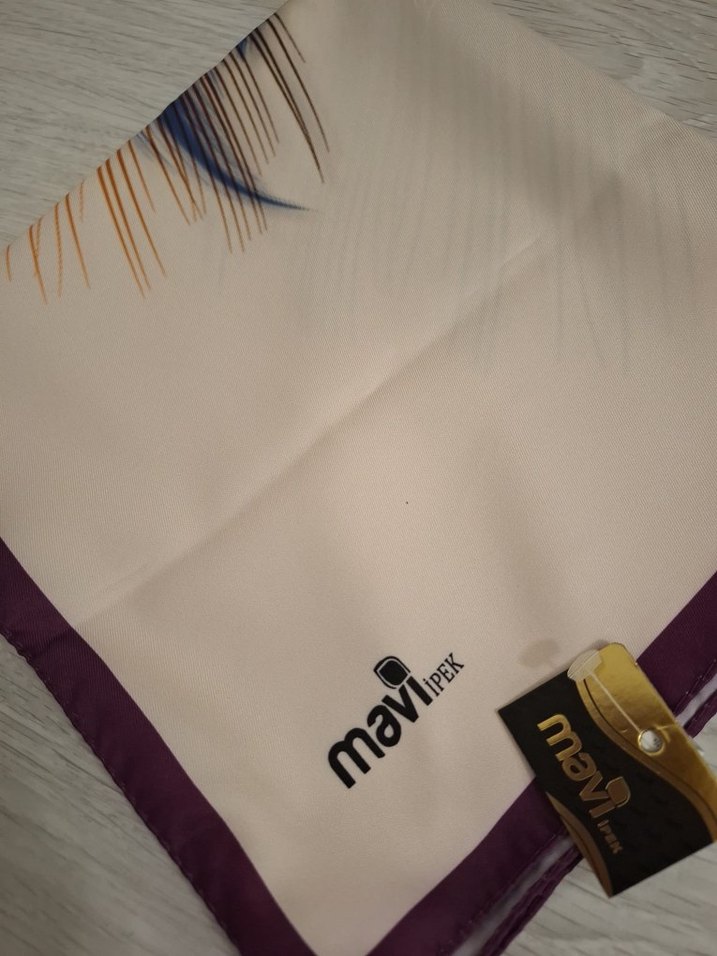 Mavi ipek Bayan eşarp - Görsel 3