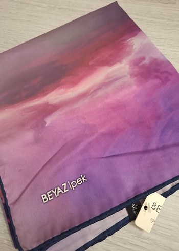 Mor Drapeli Kadın İpek eşarp - Görsel 2