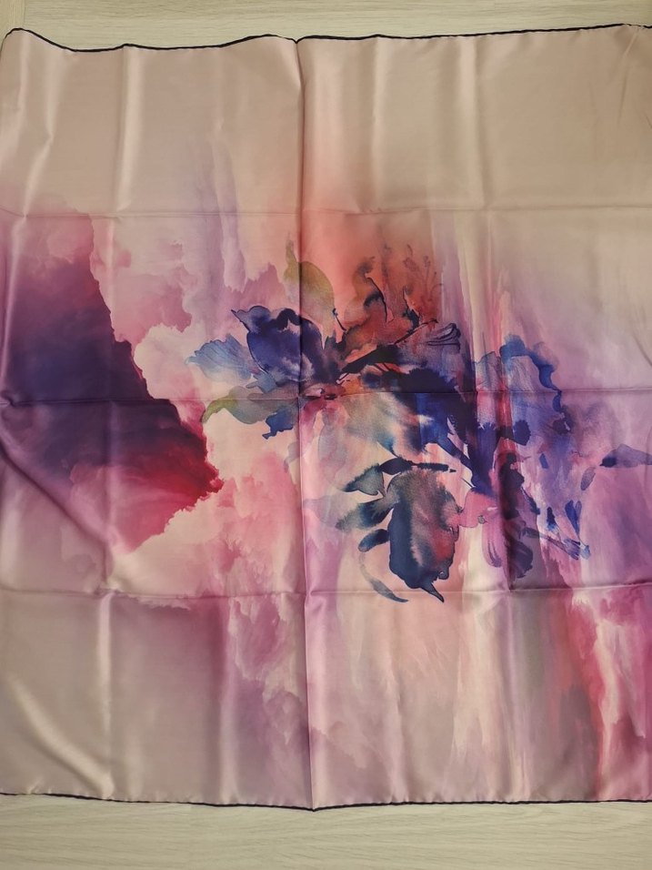 Mor Drapeli Kadın İpek eşarp - Görsel 3