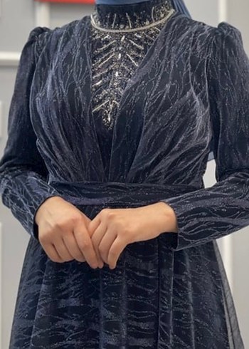 38 Beden siyah Renk Uzun lacivert V Yakalı Gotik Abiye Elbise