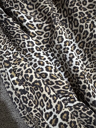 m Beden Leopar Saten Elbise