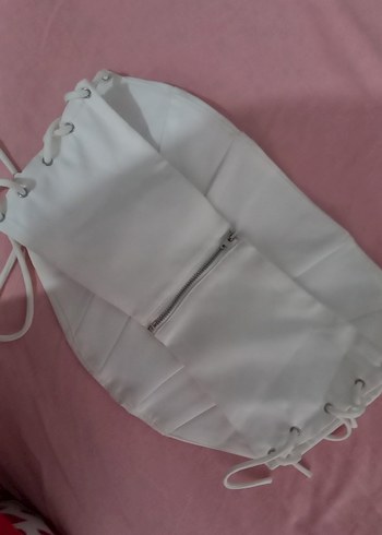 Beyaz Straplez Büzgülü Kadın Büstiyer - Görsel 2