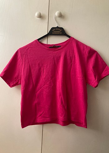 Pembe Kısa Kollu Salaş Basic Tişört