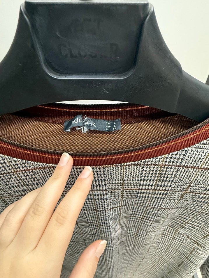 İkiler Düğmeli Kareli Midi Kadın Elbise - Görsel 4