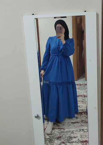 Trendyol & Milla Mavi Uzun Bohem Keten Elbise