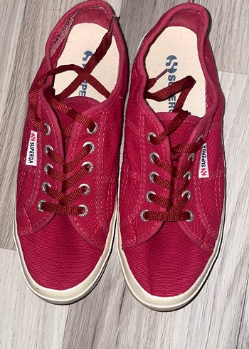 Kırmızı Superga Düz Taban Kadın Spor Ayakkabı