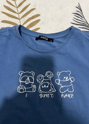 Mavi Baskılı Kadın Kısa Kollu Tişört - Görsel 2