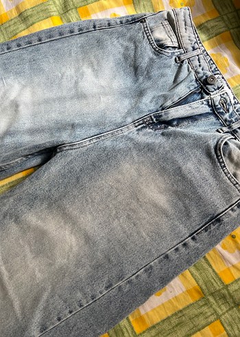 Gri Batik Desenli Salaş Kadın Kot Pantolon - Görsel 3