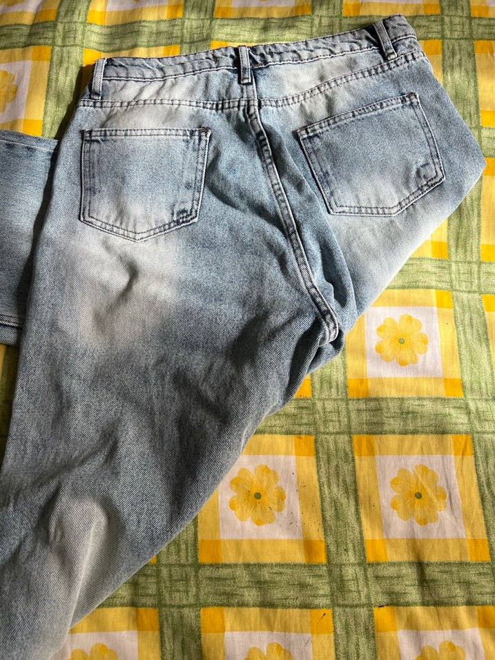 Gri Batik Desenli Salaş Kadın Kot Pantolon - Görsel 2