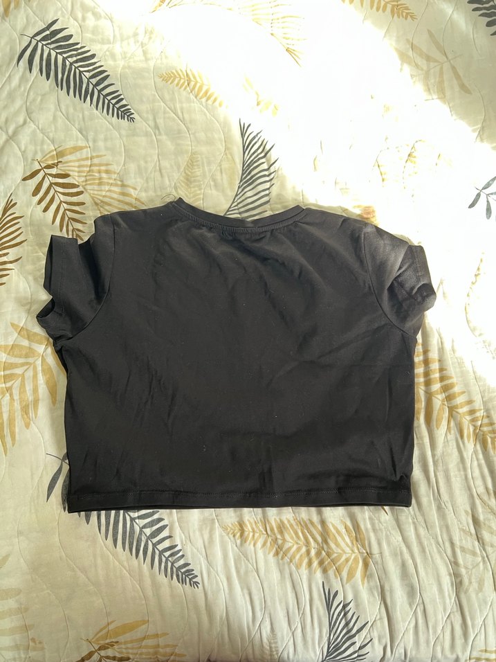 Siyah Kadın Kısa Kollu Baskılı Tişört - Görsel 2