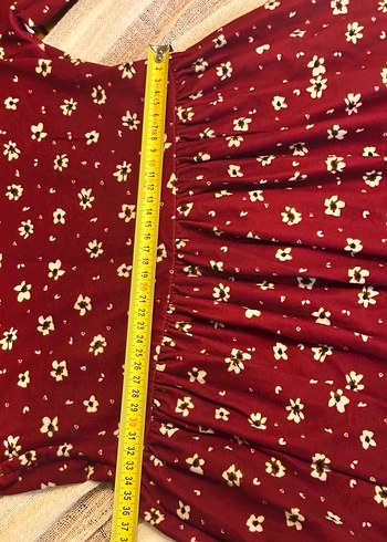 Bordo Çiçekli Uzun Kollu Elbise - Görsel 3