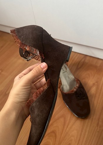 Diğer Kahverengi Süet Dolgu Topuklu Kadın Ayakkabı